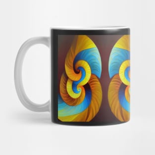 Yellow and Blue Aesthetic Fibonacci Golden Ratio Shells Mug